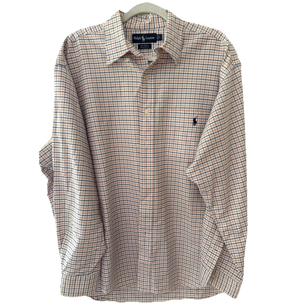 Polo Ralph Lauren Long Sleeve Button Down Pony Big Shirt Check Plaid Men's L - Picture 2 of 3